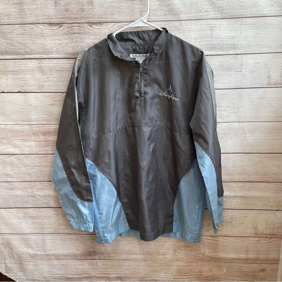 DISNEY PARKS EMBROIDERED WINDBREAKER IN BLUE AND GRAY - Picture 1 of 11